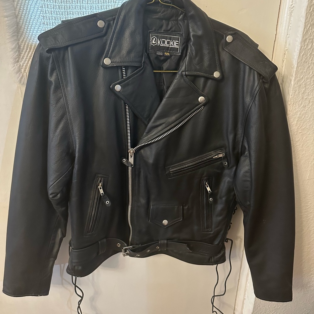 Black Leather Biker Jacket for Men